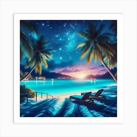 Tropical paradise night 1 Art Print