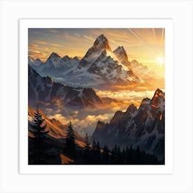 Sunrise Over The Mountains Art Print