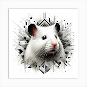 Hamster Head - Abstract Line Art Illustration 171 Art Print