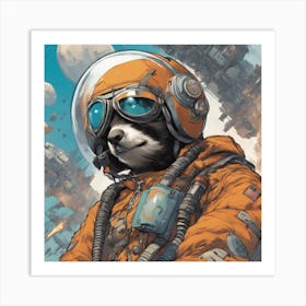 A Badass Anthropomorphic Fighter Pilot Sloth, Extremely Low Angle, Atompunk, 50s Fashion Style, Intr (2) Art Print