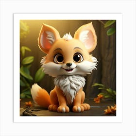 Forest Baby Fox Art Print