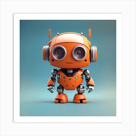 Orange Robot Art Print