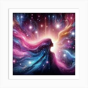 Woman In Space Art Print