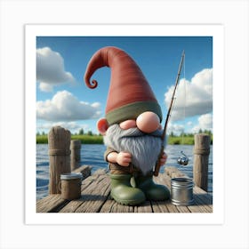 Fishing Gnome 6 Art Print