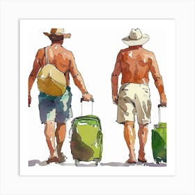 The Tourist - Old Men With Luggage Art Print