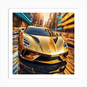 Gold Lamborghini 7 Art Print