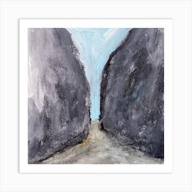 Gorge - hand painted square contamporary blue gray grey still life Art Print