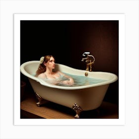 Woman In A Bathtub Art Print