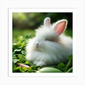 White Bunny Art Print