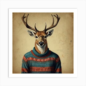 Deer In Sweater 1 Art Print