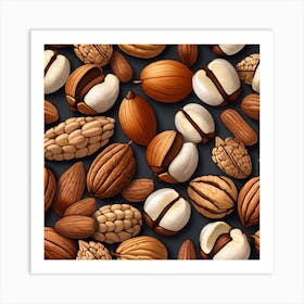 Seamless Pattern Of Nuts 2 Art Print