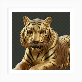 Golden Tiger Statue Art Print