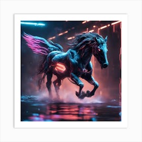 Cyber Horse In Water Art Print