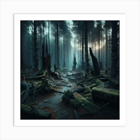 Unveiling Nature's Resilience: A Captivating Post-Apocalyptic Forest Portrait 🌲📸 Art Print