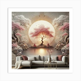 Asian Cherry Blossom Wall Mural Art Print