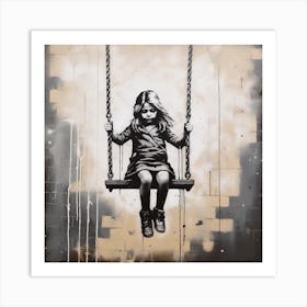 Little Girl On Swing Art Print