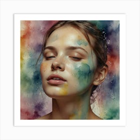 Watercolor Portrait Of A Young Woman Art Print