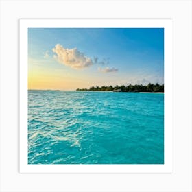 Relax Ocean Glow Earth Horizon Idylli Light Calm Dawn Paradise Sunrise Splash Banner At (13) Art Print