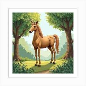 Watercolor Chiron The Centaur In A Serene, Ancient Grove 1 Art Print