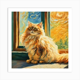 Cat By The Window Art Print