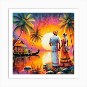 Indian Couple At The Beach Art Print