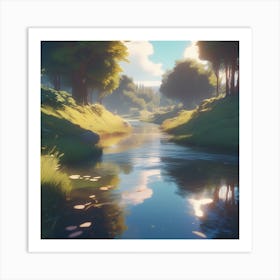 River In The Forest 79 Art Print