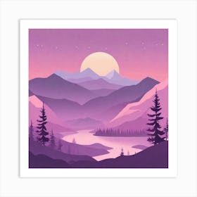 Misty mountains background in purple tone 121 Art Print