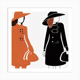 Two Women In Hats Art Print