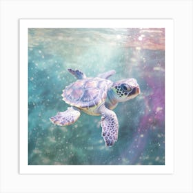 Baby Sea Turtle Underwater Art Print