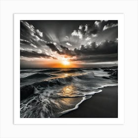 Sunset At The Beach 441 Art Print