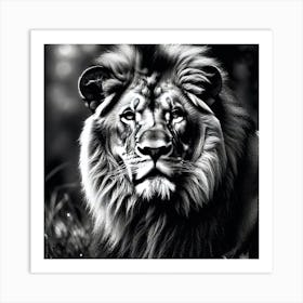 Black And White Lion 1 Art Print