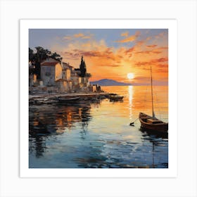 Sunset In The Harbour Art Print