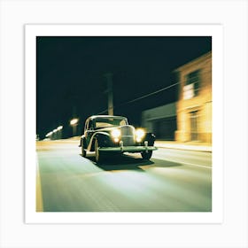 Vintage Car At Night Poster