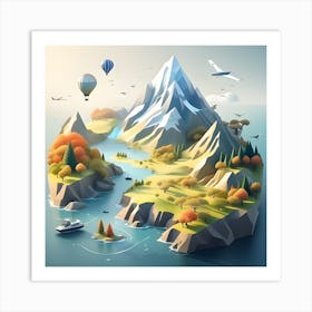 Isometric Landscape Art Print