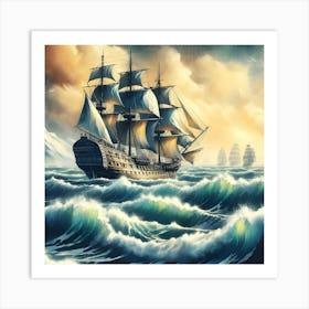 Sailing Ship In The Ocean 2 Art Print