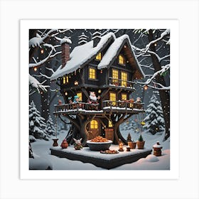 Christmas Tree House Art Print