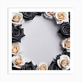 Black And White Roses 20 Art Print