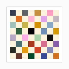 Multi Colour Squares Checkerboard 1 Art Print