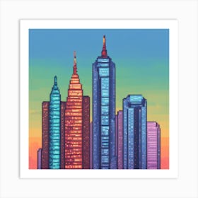 Pixel City Skyline Art Print