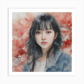 Girl With Black Hair Art Print