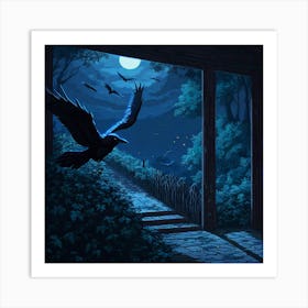 Raven At Night Art Print