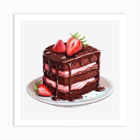 Chocolate Cake With Strawberries 3 Art Print