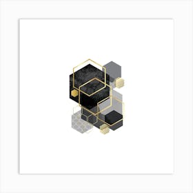 Black And Gold Hexagons Art Print