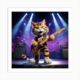 Tabby Cat Rocker With 3d Animation Features Delivers A Stance Highlighting Clear Front And Back Paw Art Print