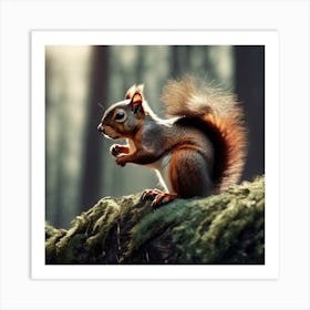 Red Squirrel In The Forest 33 Art Print