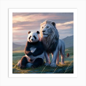 Lion And Panda Art Print