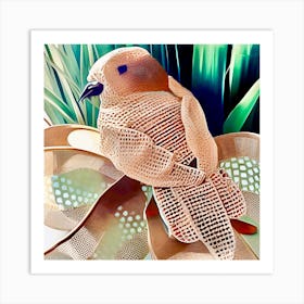 Burlap Bird On A Bow Art Print