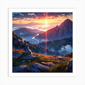 Sunset In The Mountains 27 Art Print