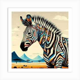 Tribal African Art zebra 2 Art Print