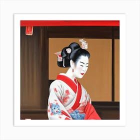 Geisha Sitting Art Print